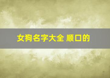 女狗名字大全 顺口的